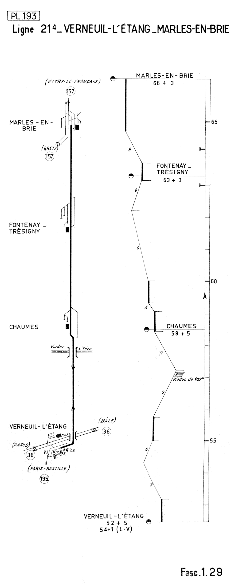 LIGNE 21.4 • VERNEUIL-L'ÉTANG - MARLES-EN-BRIE • PROFIL ET SCHÉMA (1962)