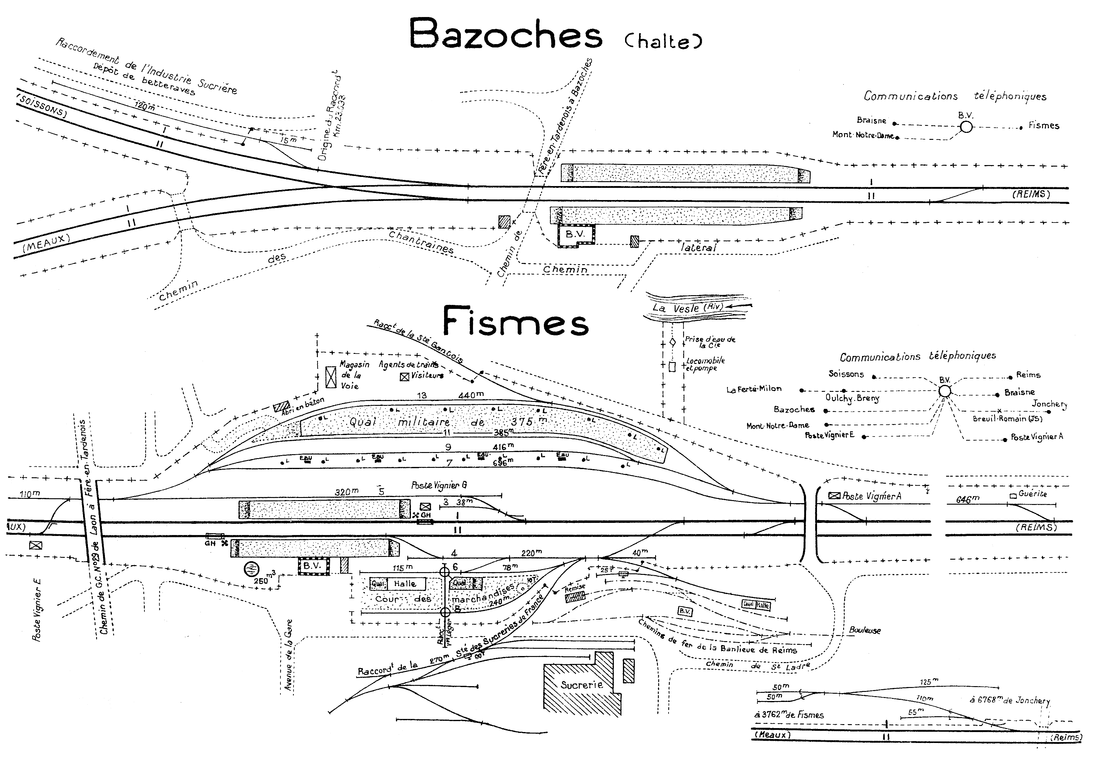 CHEMIN DE FER DE L'EST • LIGNE DE PARIS À CHARLEVILLE • FISMES • CROQUIS (1925)
