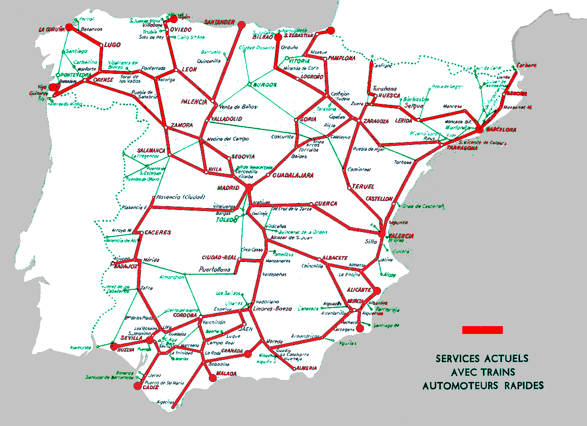 RENFE • SERVICES PAR TRAINS AUTOMOTEURS (1958)