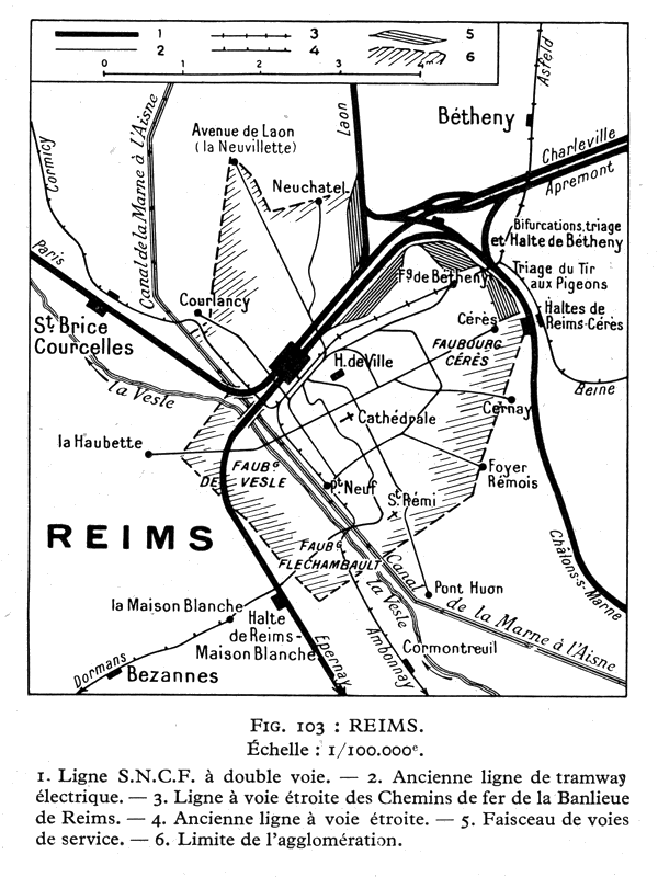 GÉOGRAPHIE DES CHEMINS DE FER FRANÇAIS D'HENRI LARTILLEUX (1946) • REIMS