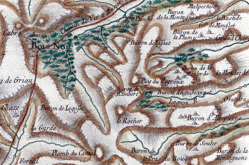 EXTRAIT DE LA CARTE GÉNÉRALE DE LA FRANCE DE CÉSAR-FRANCOIS CASSINI DE THURY