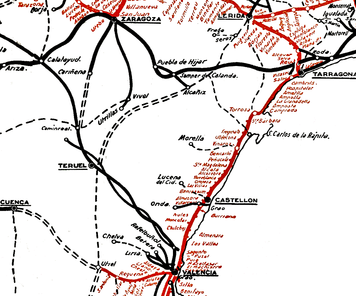 CAMINOS DE HIERRO DEL NORTE • MAPA GENERAL DE LOS FERROCARRILES ESPAÑOLES (1931)