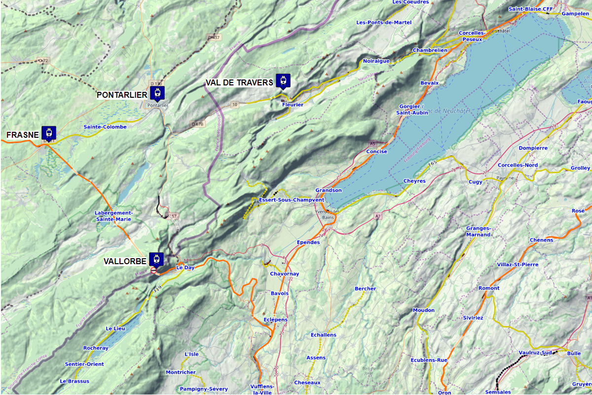 FRASNE - VALLORBE - PONTARLIER - VAL DE TRAVERS