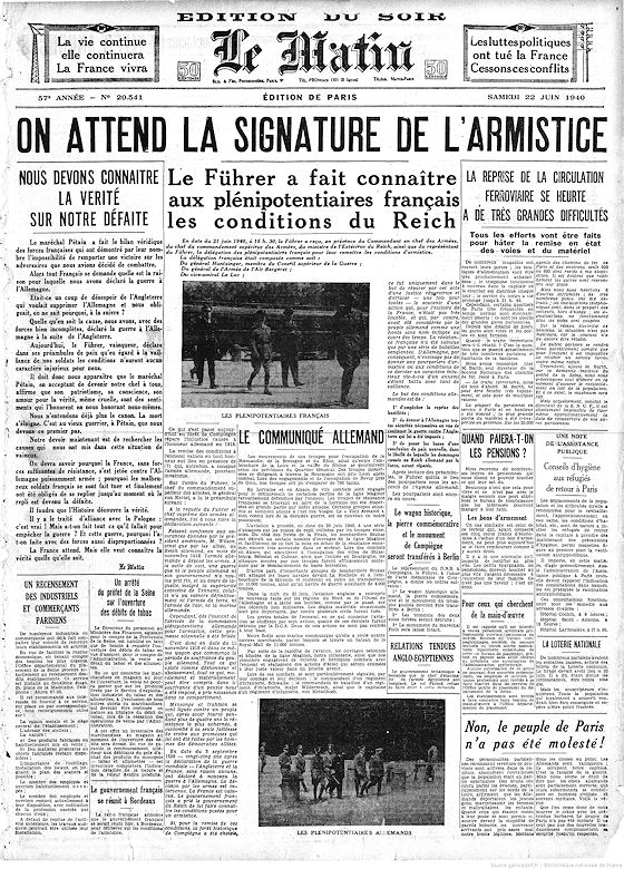 LE MATIN • SAMEDI 22 JUIN 1940