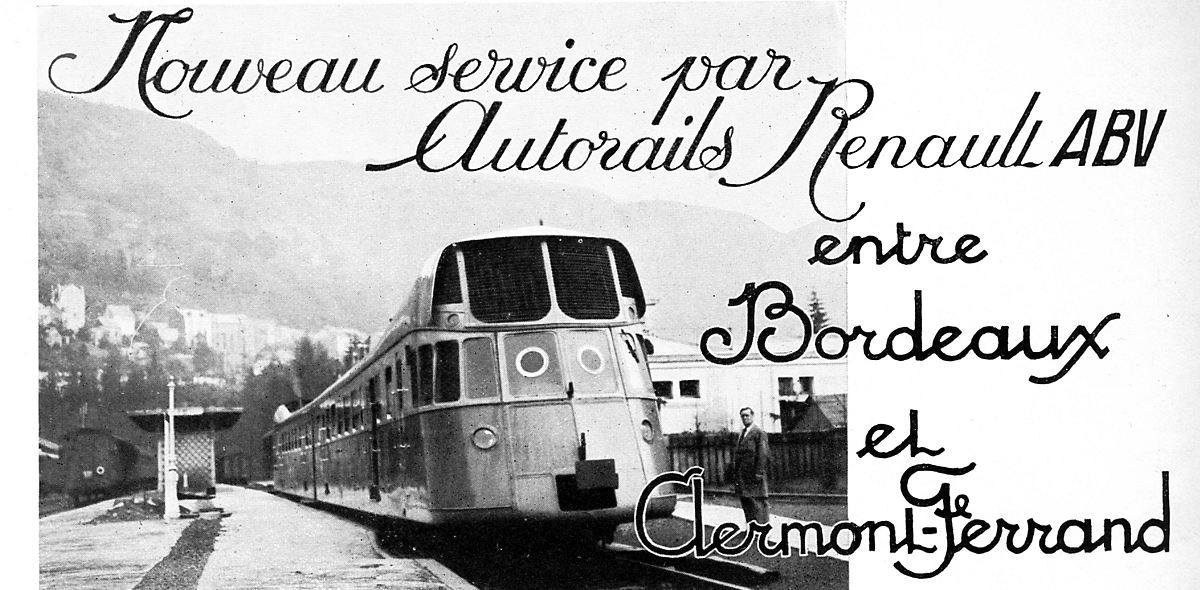 NOUVEAU SERVICE PAR AUTORAILS RENAULT ABV ENTRE BORDEAUX ET CLERMONT-FERRAND