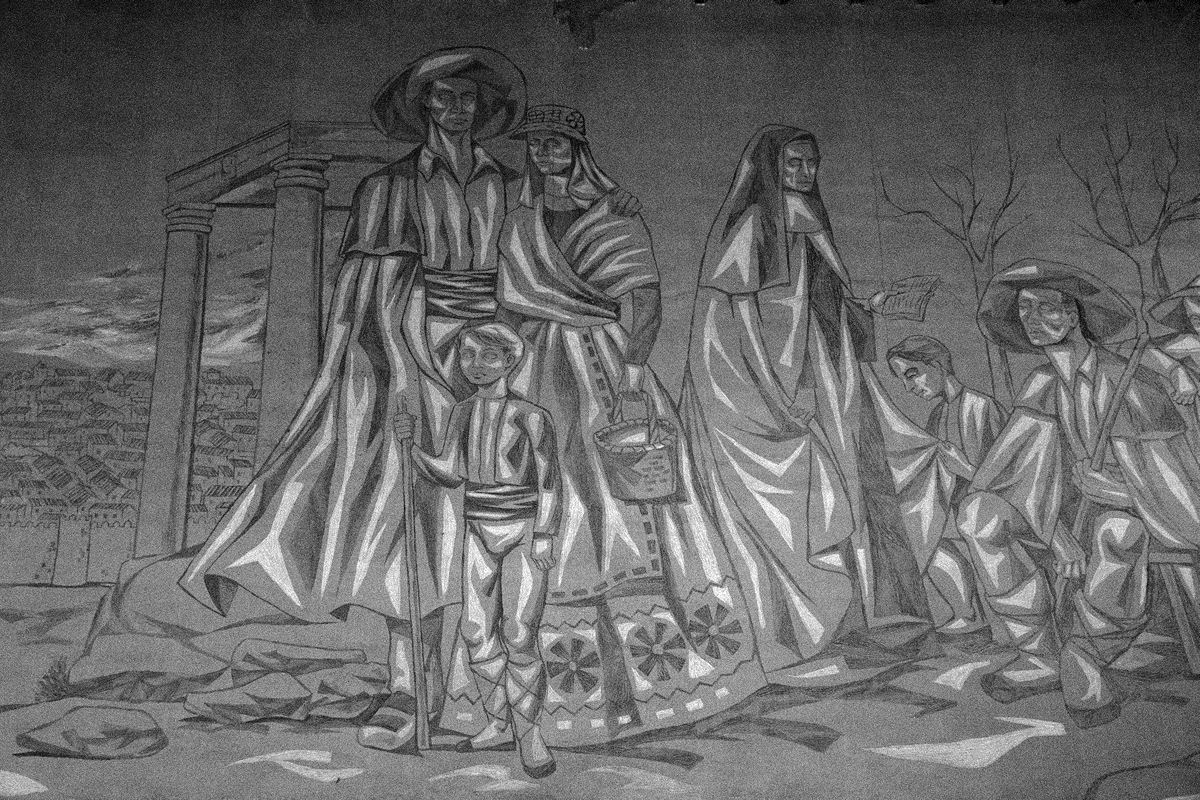 HALL DU BÂTIMENT VOYAGEURS D'ÁVILA • TYPES RURAUX CASTILLANS • FRESQUES DE JOSÉ MARÍA GIMENO ÁVILA (1957)